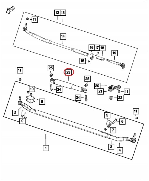 Mopar 68232449AC Mopar - амортизатор рульового управління 2014-26 ram 2500, 3500