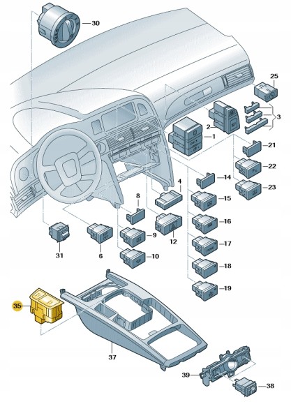 Audi OE Кнопка Start Stop Audi А6 C6 4F1905217EVUV OE ОРИГІНАЛ АСО