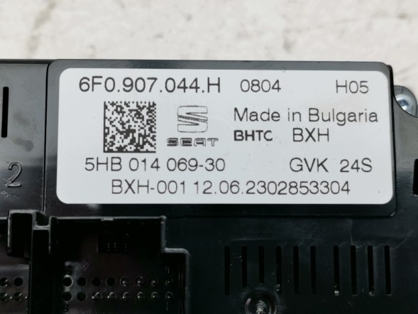Volkswagen OE 6F0907044H, DWP6F0907044HOE Панель керування кондиціонером Seat Ibiza V 6F0907044H Нова оригінальна