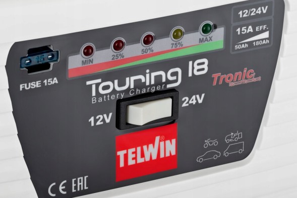Telwin 8004897983813 Випрямляч 12V/24V Telwin TOURING 18 для акумуляторів Джерело зарядки