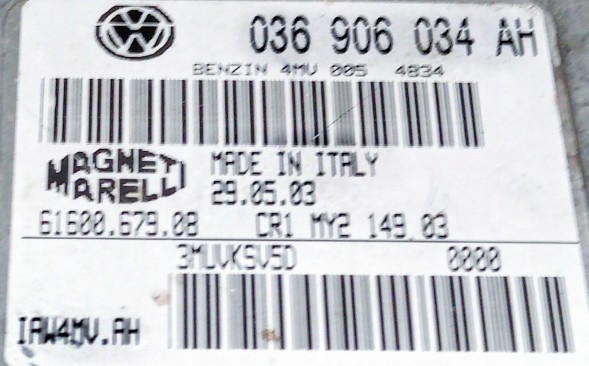Magneti Marelli 036906034AH IAW4MV.AH BEZ IMMO przygotowany w SDK Блок керування 036906034AH IAW4MV.AH БЕЗ IMMO