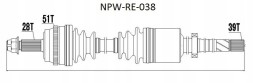 NTY NPW-RE-038 Приводний вал nty npw-re-038