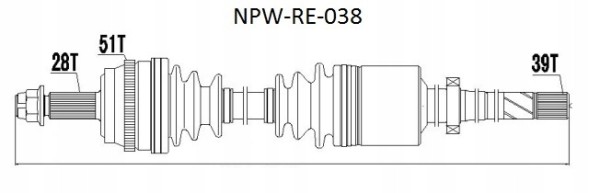 NTY NPW-RE-038 Приводний вал nty npw-re-038