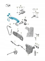 Volkswagen OE 2K5837205GRU Зовнішня ліва ручка дверей ASO VW