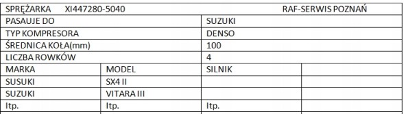 Denso Suzuki SX4 Vitara 447280-5040 Denso Sprężarka 4pk Suzuki SX4 Vitara 447280-5040 Denso Компресор 4pk