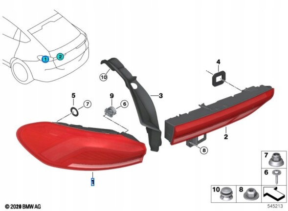 BMW OE LED задній правий ліхтар бокової стінки BMW 63215A510A4 G06 F96 X6 M