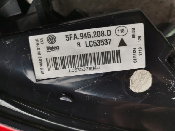 Volkswagen OE 5FA945208D, BW538749L Задня фара Cupra Leon 5FA945208D Нова оригінальна