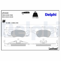 LP1315 DELPHI Комплект гальмівних колодок з 4 шт дисків