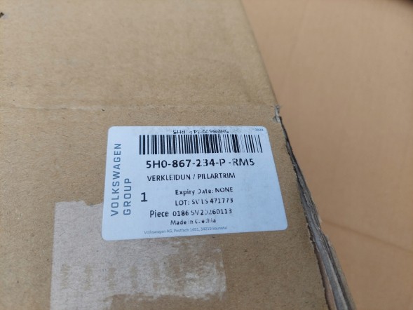 Volkswagen OE STORM GRAY 5H0867234P RM5_GTECH VW GOLF VIII 8 Обшивка стійки А права, колір STORM GRAY 5H0867234P RM5