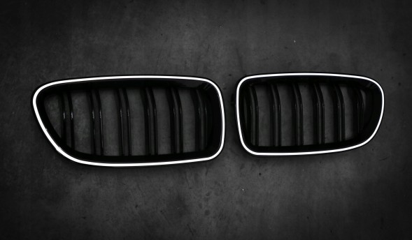TOPGER KRG-BMW-287 СВІТЛОДІОДНА АТРАПА ГРИЛЬ НИРКИ BMW 5 F10 10-17 ЧОРНИЙ БЛИСК 2 РЕБРА