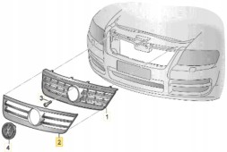 DPA 7L6 853 651C DPA Камера радіатора гриль капота хром VW Touareg 7л