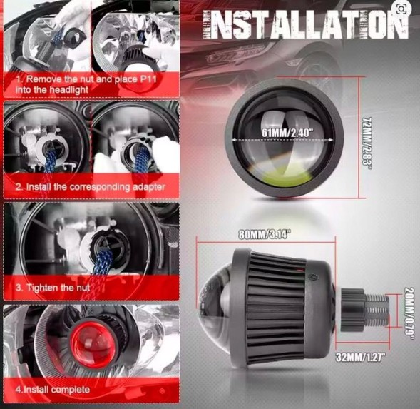 Китай HIGHBEAM-25devil LED лінзи для ближнього світла, дальнього світла 2,5" + підсвітка RED DEVIL EYE