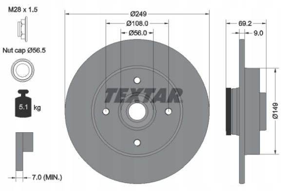 Textar 92202103 Гальмівний диск textar