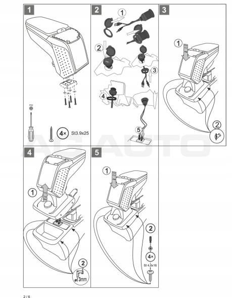 Rati V01269 Підлокітник ARM2 Opel Astra K, 2015- ,Sx