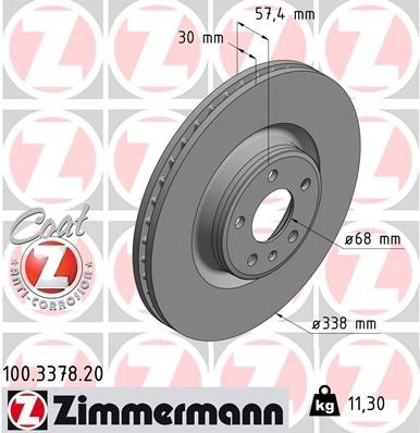 Zimmermann 100.3378.20 Гальмівні диски zimmermann 100.3378.20