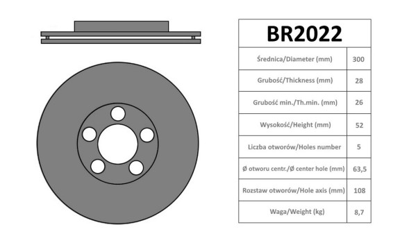 Bremsenn BREMZENN2022SET ГАЛЬМІВНІ ДИСКИ ПЕРЕДНІ FORD MONDEO MK4 IV S-MAX VOLVO S60 II V60 I V70 III
