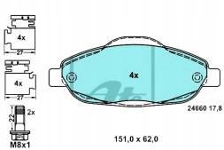ATE PRO/13.0470-3847.2 ATE Керамічні гальмівні колодки peugeot 3008 308 308 i + асистент зіткнення #34