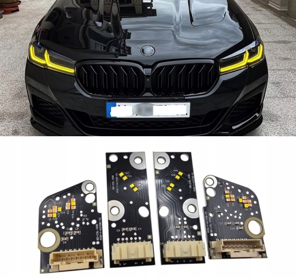 CHINA MODUŁY CSL ŻÓŁTE DRL BMW 5 Series G30 G38 2021-2024 KOMPLET PRAWA LEWA Модулі csl жовтий drl bmw 5 серії g30 g38 2021-2024 ефект жовтий plug&amp;play