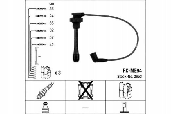 NGK NGK2653/RS4 КАБЕЛІ ЗАПАЛЮВАННЯ NGK MD338249