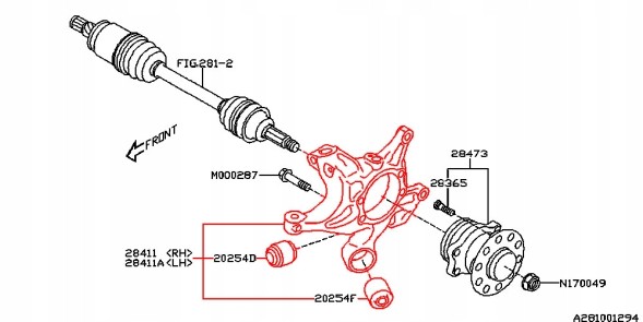 Subaru OE 28411SG031 SUBARU FORESTER 12-18 Кулак ЗАДНИЙ НОВИЙ ОРИГ