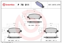 P78011 BREMBO Комплект гальмівних колодок з 4 шт дисків