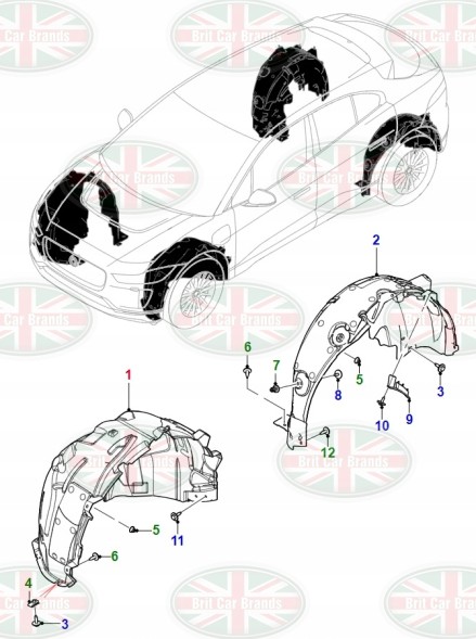 Jaguar OE Колісна арка передня ліва передня Jaguar I-Pace X590 T4K19662 M9D316A574AD