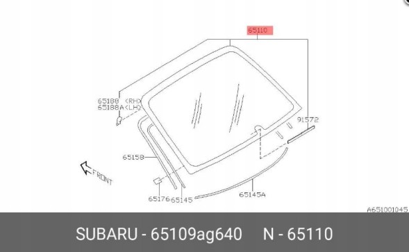 Subaru OE 65109AG640 Задня скло Subaru Legacy