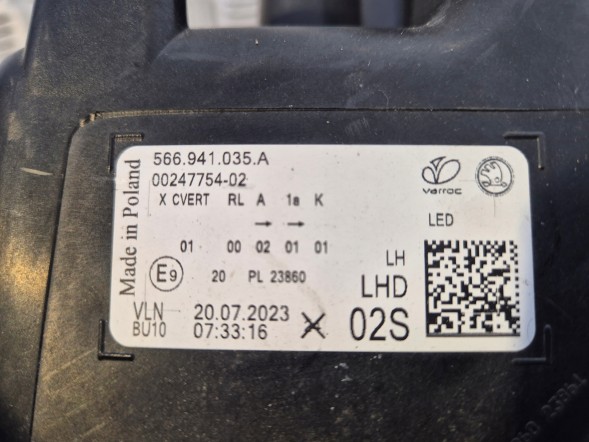 Skoda OE markus- 566941035A Фара передня ліва Full LED 566941035A Skoda KodiaQ