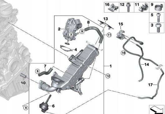 BMW OE 11717822347 7822347 tom Bmw F10 F11 Lci B47 18D 20D охолоджувач спалін EGR 11717822347 Новий Оригінал