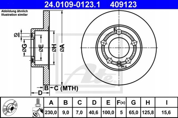 Китай 13.0460-2820.2 + 24.0109-0123.1 SKODA FABIA III (NJ3, NJ5) Гальмівні колодки задні ATE SKODA FABIA III 3