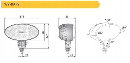 CRV1B.52301.01 WESEM робоча LED лампа 12-24V 4000 лм 40W з кабелем