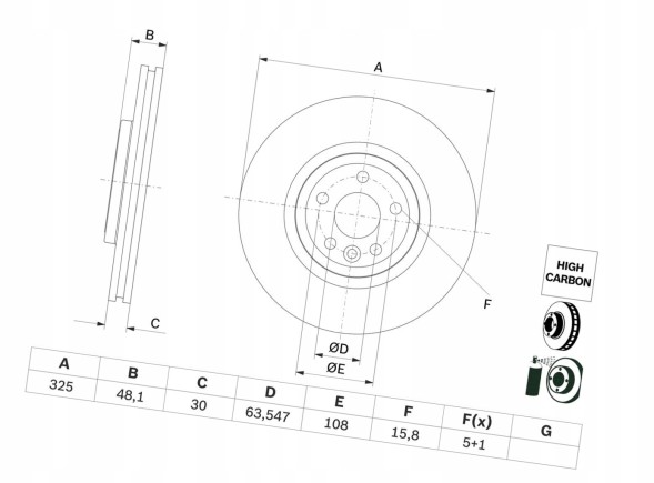 Bosch 0 986 479 G32 Гальмівний диск передній 325х30 в - bosch 0 986 479 g32