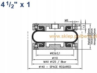 Китай 9801G Привід сильфонний 4 1/2''x1 серії DUNLOP