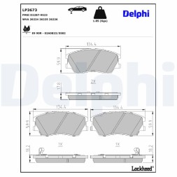 LP3673 DELPHI Комплект гальмівних колодок з 4 шт дисків