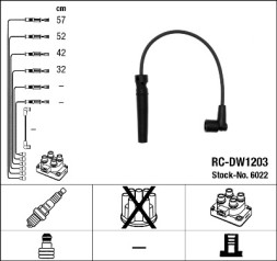 6022 NGK 6022 Комплект ізольованих проводів для свічок запалення RC DW1203