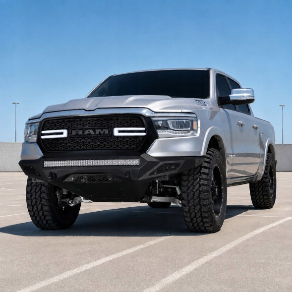 Китай JGD-RAM19-UGLEDMB Решітка-імітація бампера з LED + Поворотники - Матова DODGE RAM 1500 2019-2023