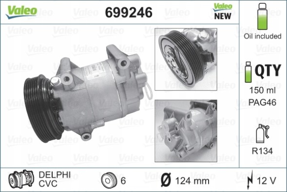 Valeo 699246 Компресор кондиціонера valeo 699246