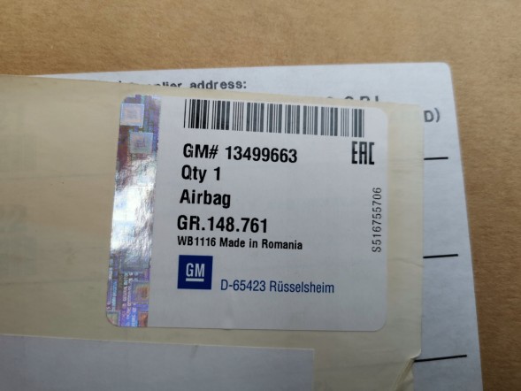 Volkswagen OE 13499663, DWP534519OE Подушка безпеки airbag Opel Astra K 13499663
