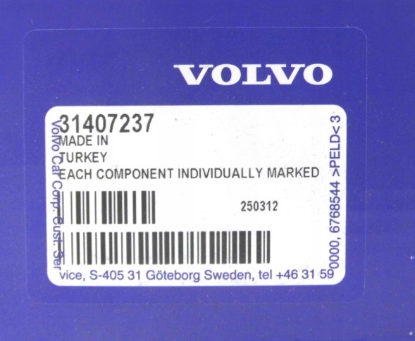 Volvo OE ТРУБКА ПАЛИВНОГО НАСОСА B4 B5 B6 VOLVO S60 V60 XC60 XC70 V70 S80 OE 31407237