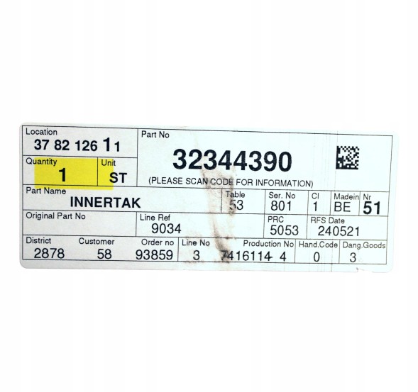 Volvo OE 32344390 Обшивка стелі VOLVO світла для люка панорама 32447103 OE