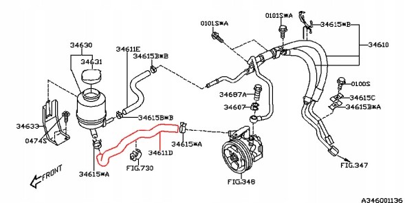 Subaru OE Шнур насоса гідропідсилювача Subaru Impreza WRX/STI 01-02 34611FE000