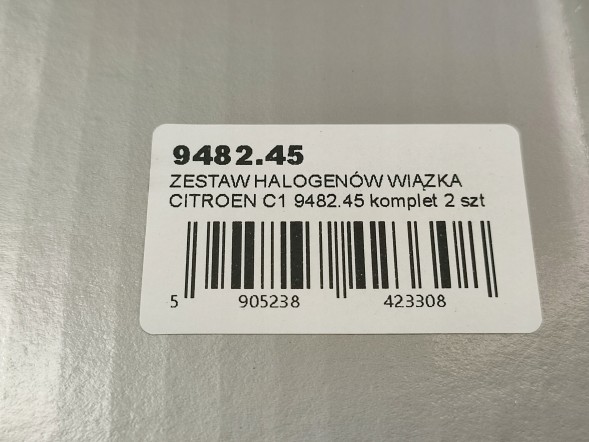 Citroen OE 9482.45 Набір галогенів 2x citroen c1 (pm_, pn_) 05-14 9482.45