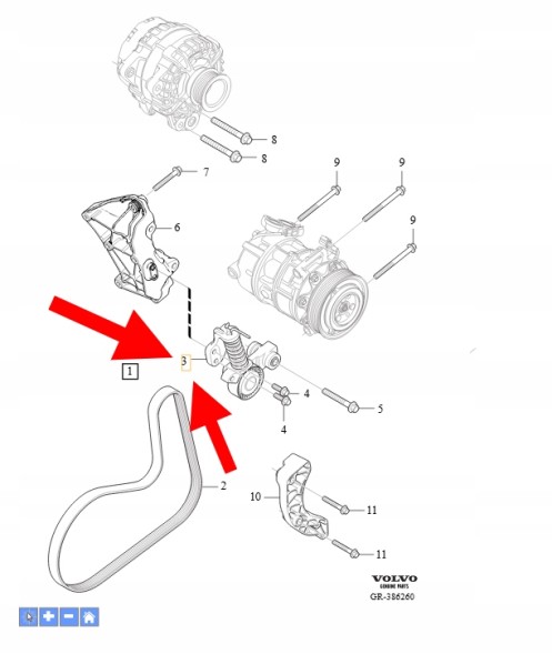 Volvo OE НАТЯГУВАЧ РЕМЕНЯ ПРИВОДУ B4 2.0 VOLVO XC90 XC60 V90 S90 OEM/OE 32249369