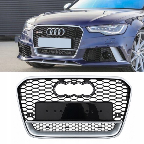 Pulse A6-RS137 Решітка радіатора Audi A6 C7 11-14 Срібляста рама Стиль RS6 QUATTRO