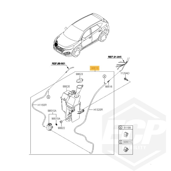 ECP MOBILITY 98610-D7000 | 98620-D7300 | 98620-D7000 БАЧОК РІДИНИ ОМИВАЧА 98610-D7000 HYUNDAI TUCSON III LIFT