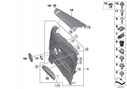 BMW OE Тканинна бічна оббивка ліва BMW 2 F23 OYSTER 51437391119