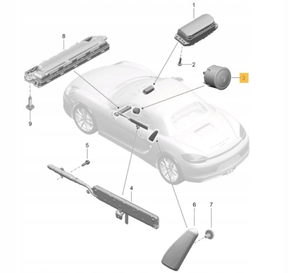 Porsche OE 99180308102 5Q0 Подушка водійського сидіння Porsche Boxster 718