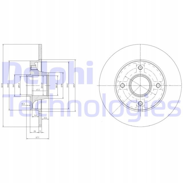 Delphi BG9022RSC Гальмівний диск з підшипником задньої частини l/p (з маточиною) citroen c3 aircross ii, c3