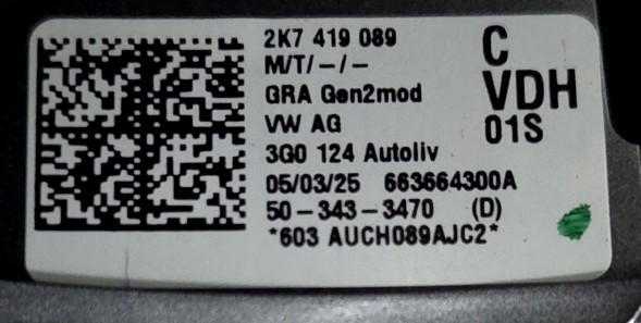 Volkswagen OE 2K7419089C VDH VW Nowa Б/у кермо нагрівальне ACC VW T-Cross 2K7419089C VDH