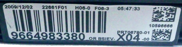 Renault OE BSI 9664983380 BSIEV X04 CZYSTE przygotowany w SDK BSI Citroen 9664983380 BSIEV X04 Чистий